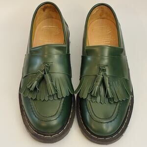 Solovair Green Hi-Shine Tassel Loafers Made in England US 6.5 UK 4 MIE New $200